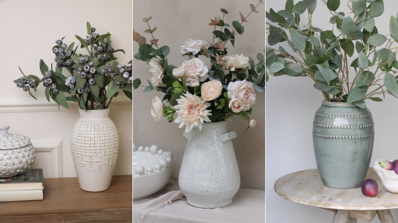 Decor at home with timeless vases and realistic faux flowers