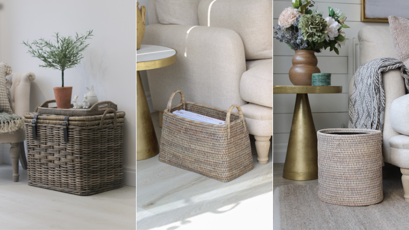 Wicker storage baskets