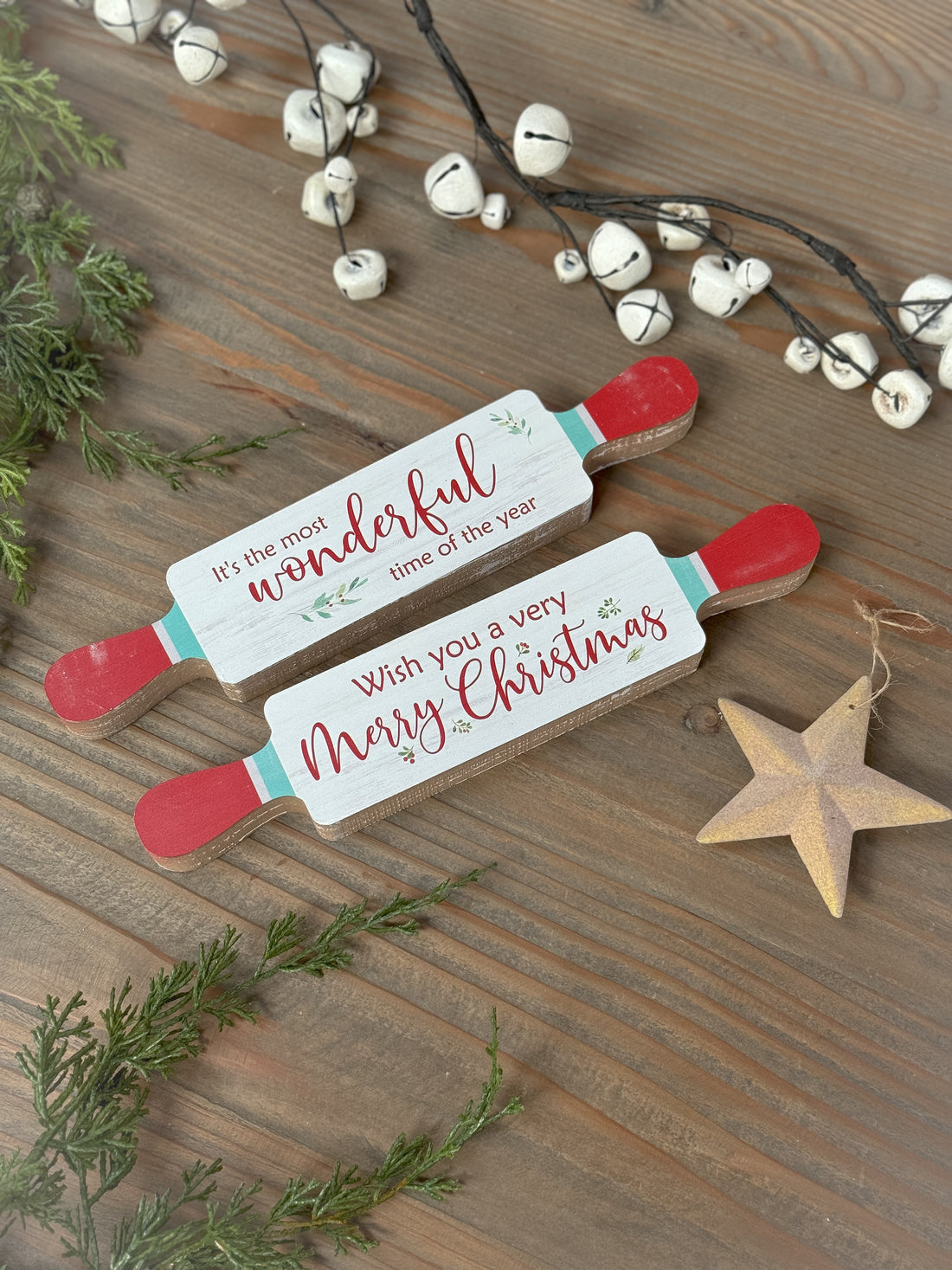 Christmas Rolling Pin Rustic Plaque