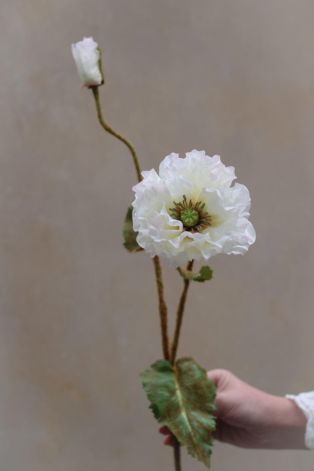 Faux Luxury White Poppy Spray