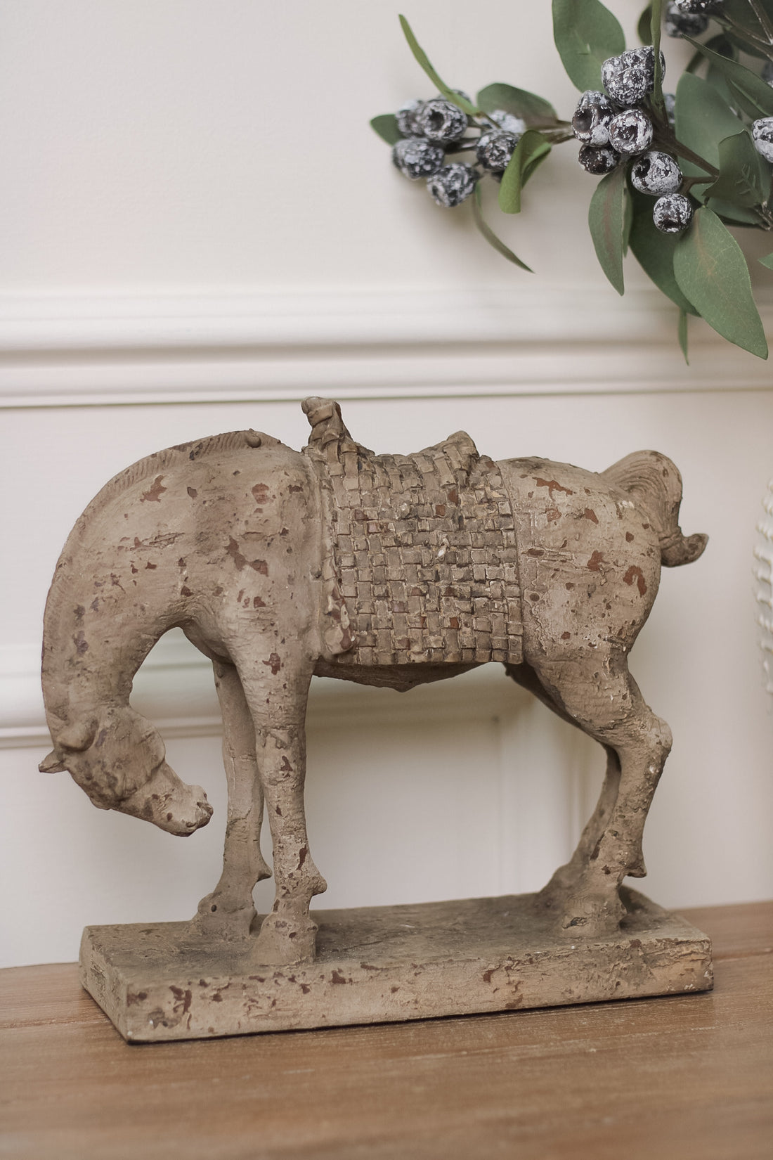 Aged Bowing Horse Sculpture