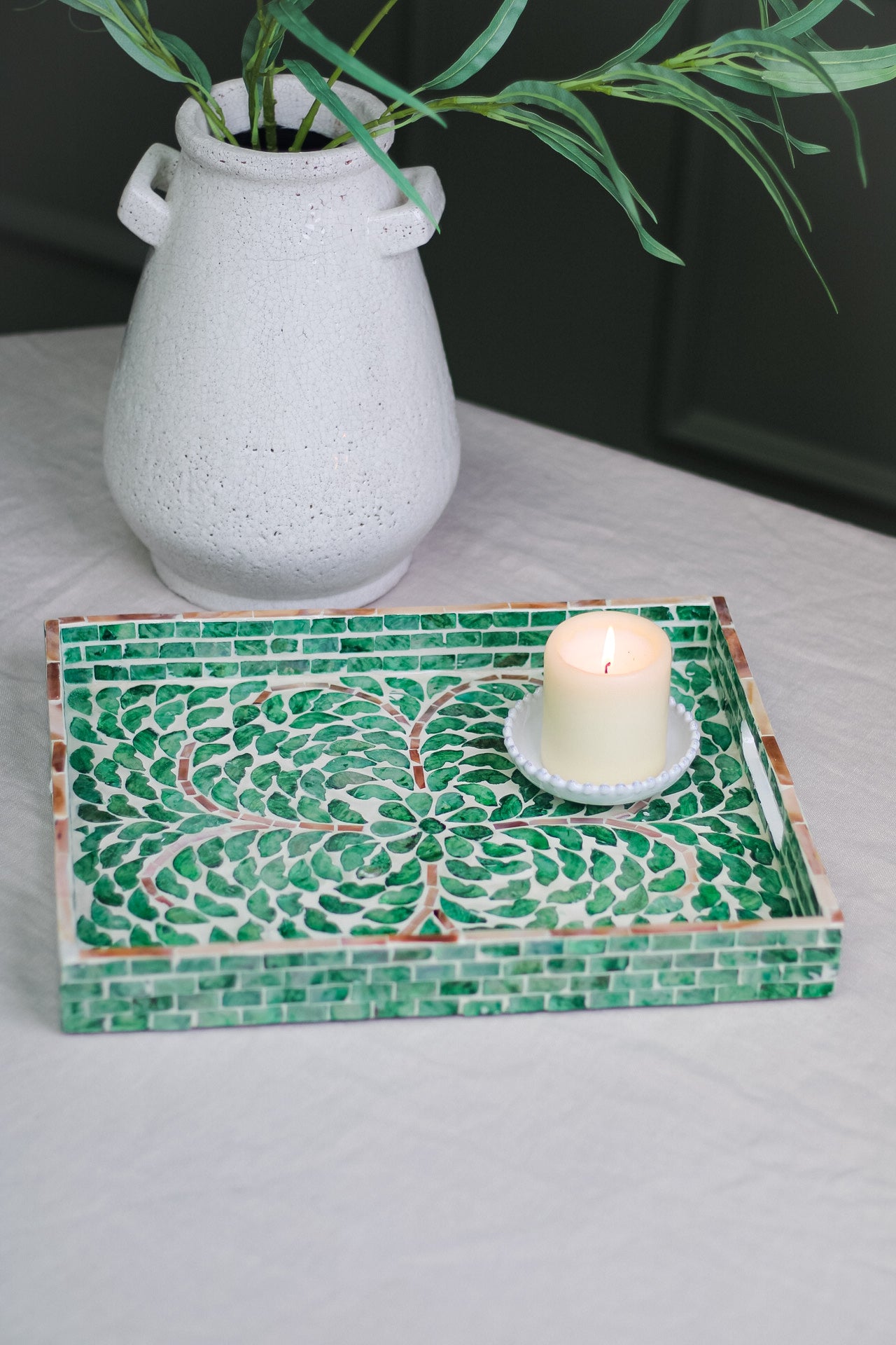 Turquoise Capiz Tray