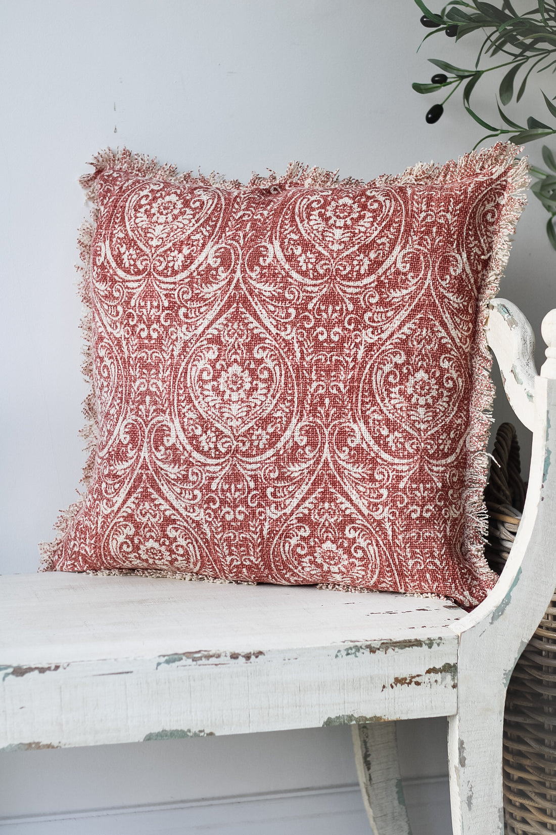 Rose Damask Fringed Cushion 006