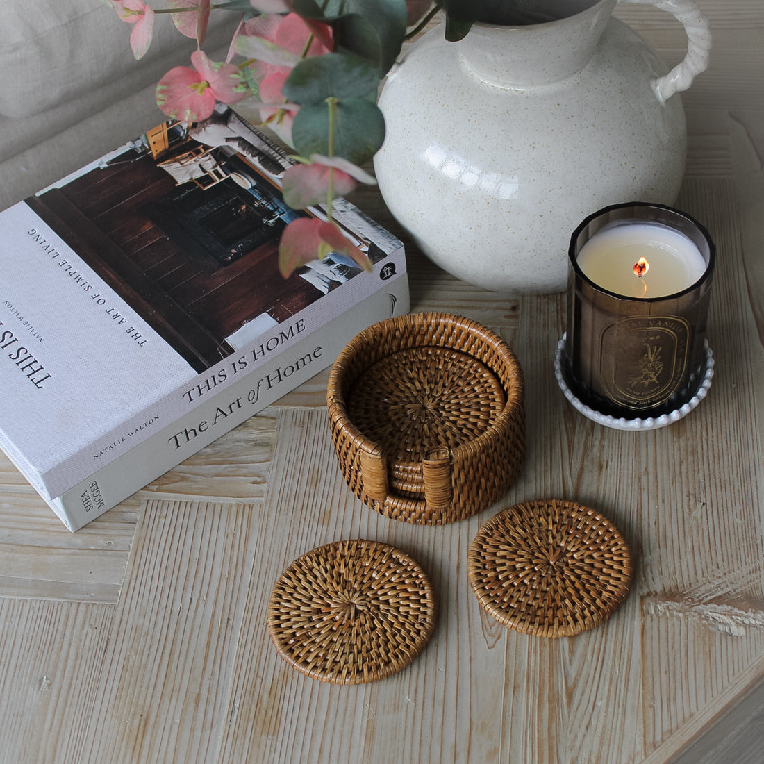 Autumn Honey Rattan Coasters - Set of 6