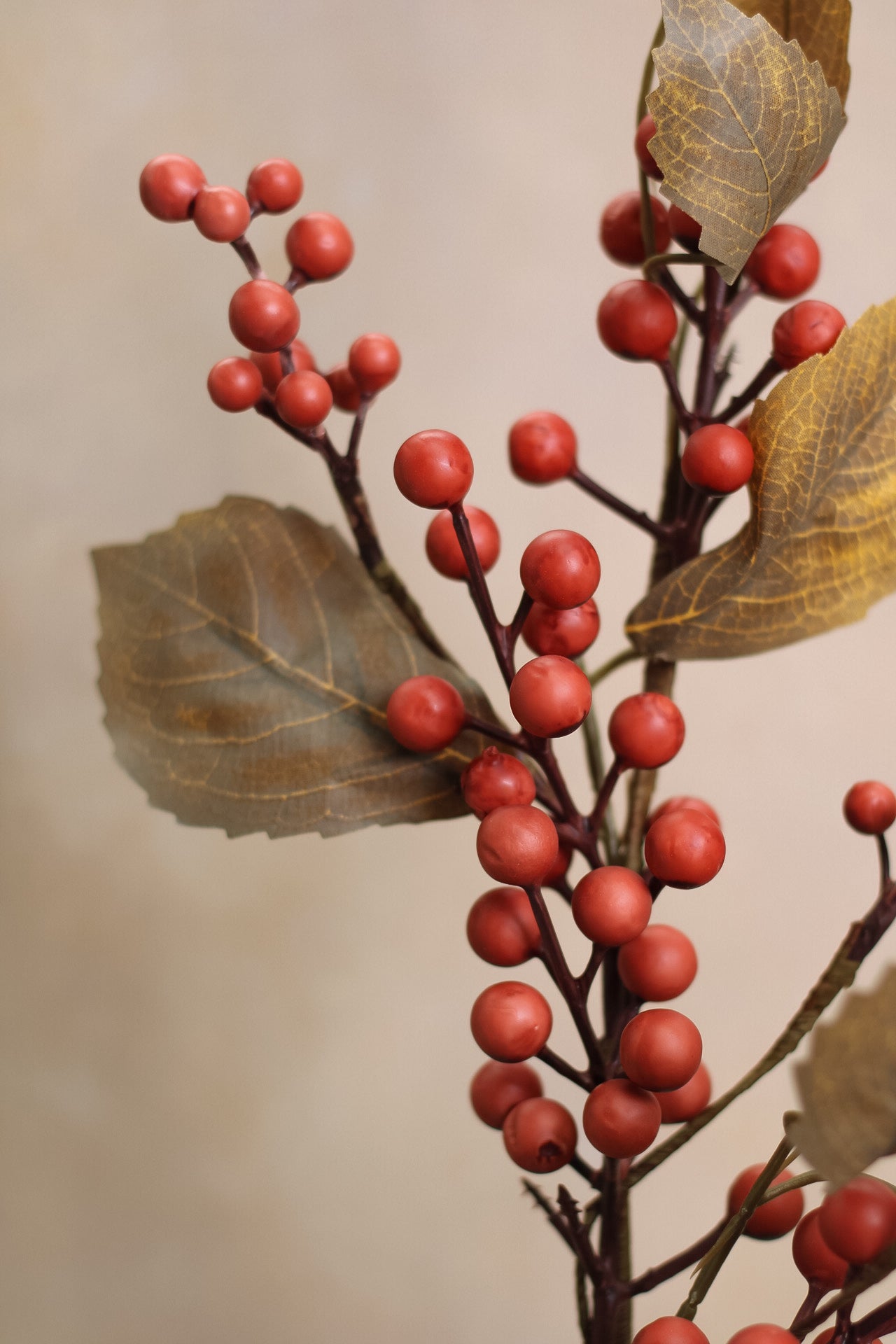 Faux Leafy Autumn Berry Branch