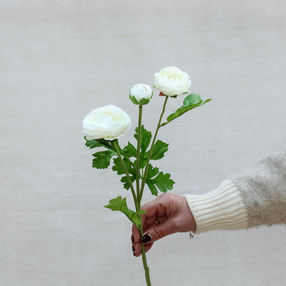 Faux Cream Ranunculus Spray