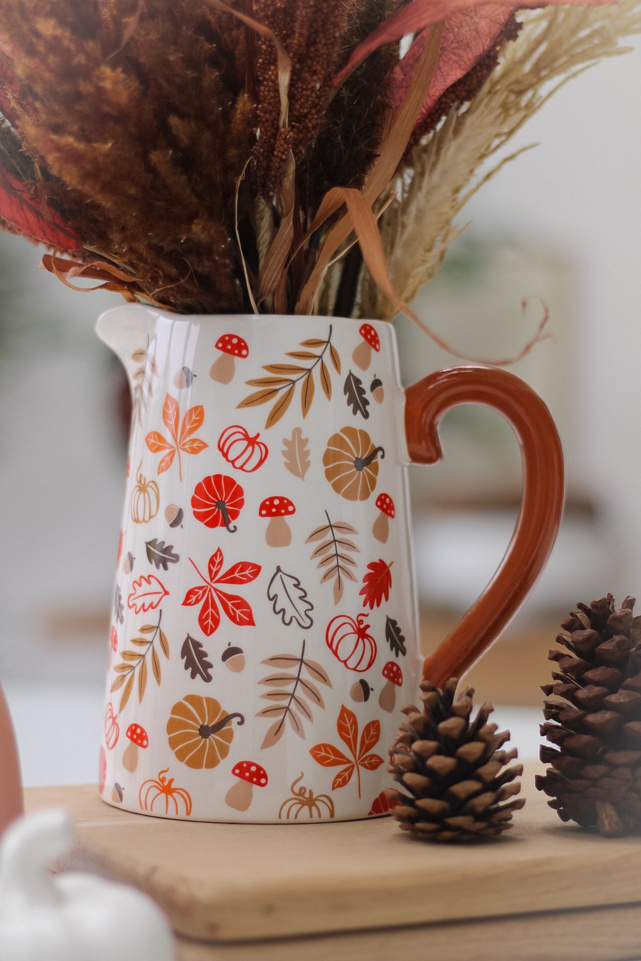 Autumn Pumpkins and Leaves Ceramic Jug