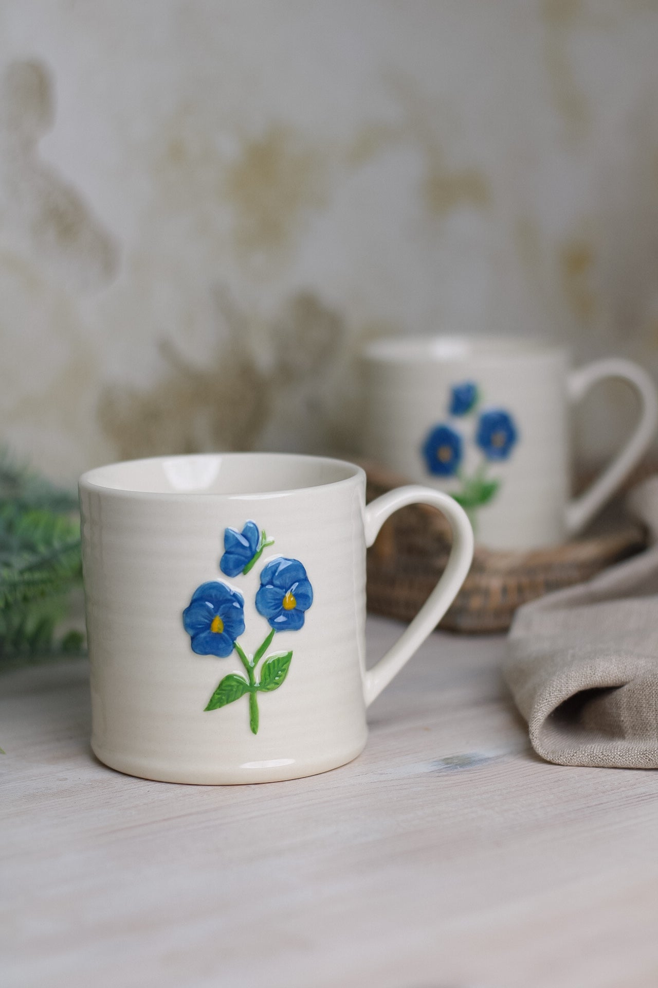 Blue Viola Stoneware Mug