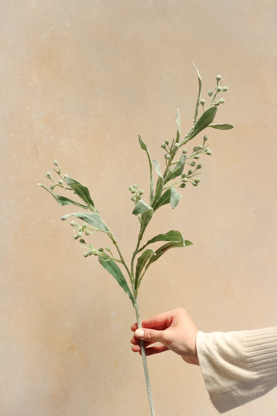 Faux Grey Eucalyptus With Berries Stem