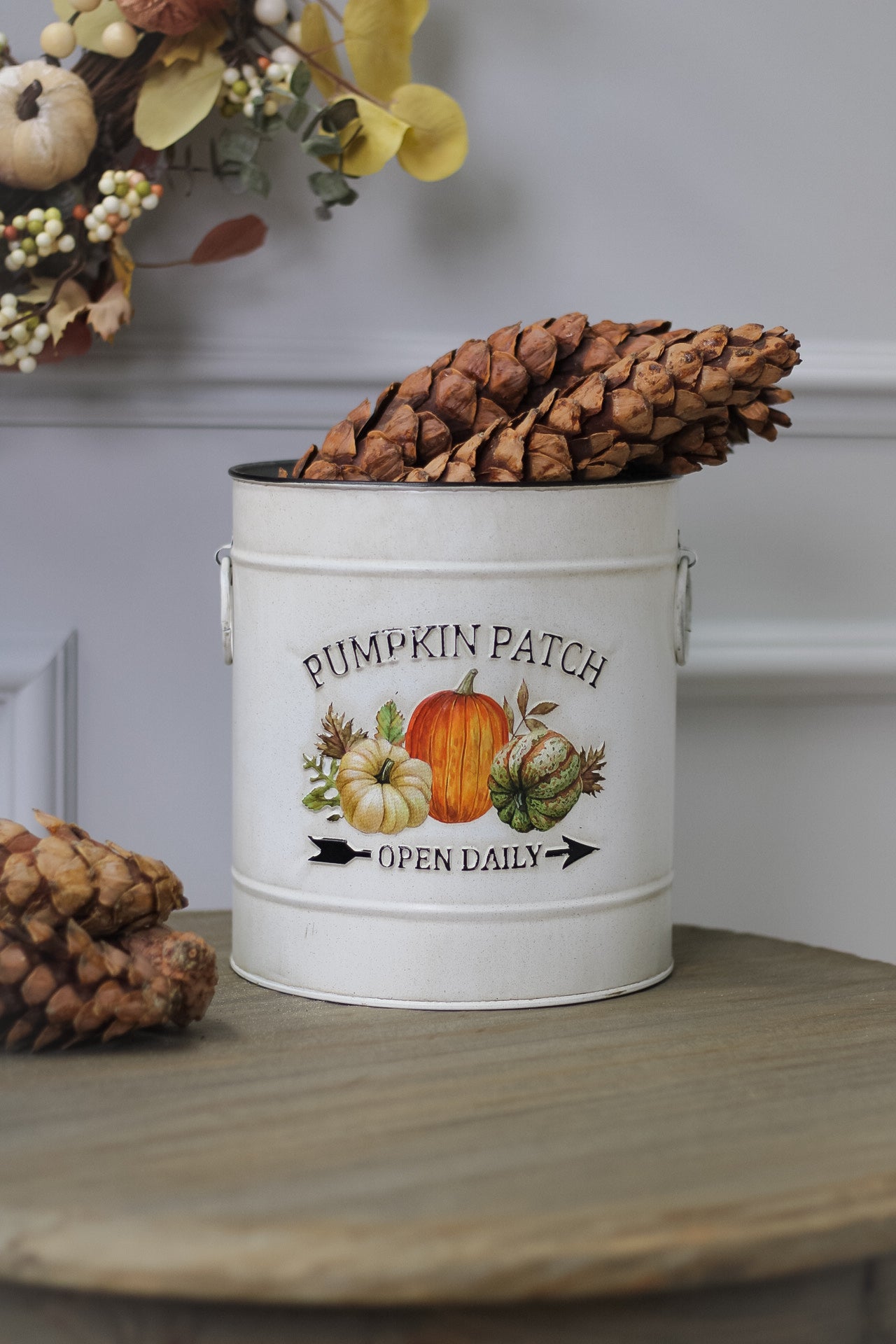 Rustic Pumpkin Patch Metal Bucket