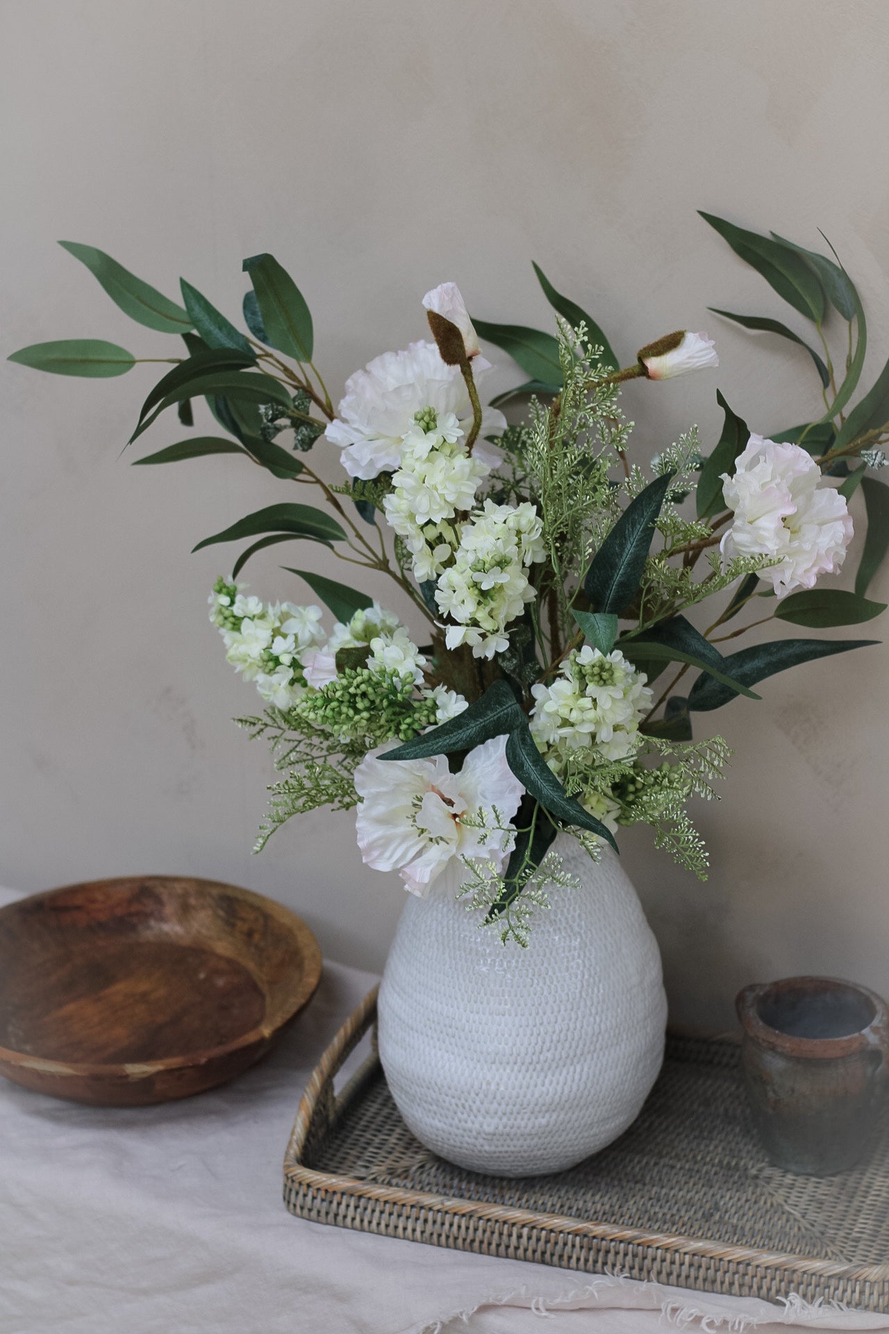 Luxury Faux White Poppy &amp; Lilac Arrangement