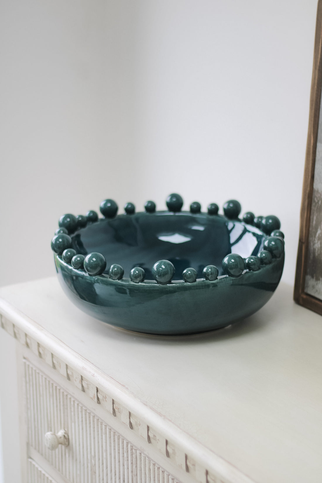 Teal Bobble Edged Bowl 004