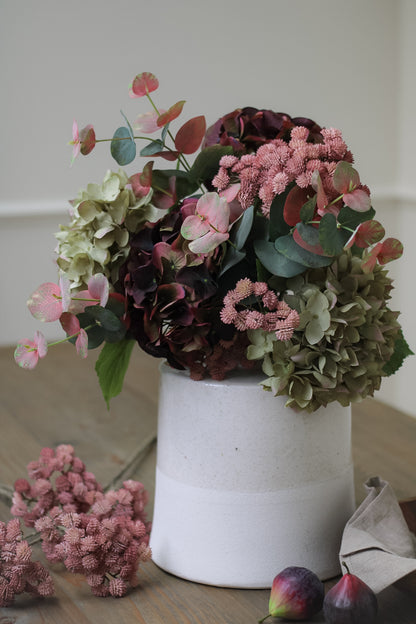 Faux Late Season Hydrangea and Blush Eucalyptus Arrangement