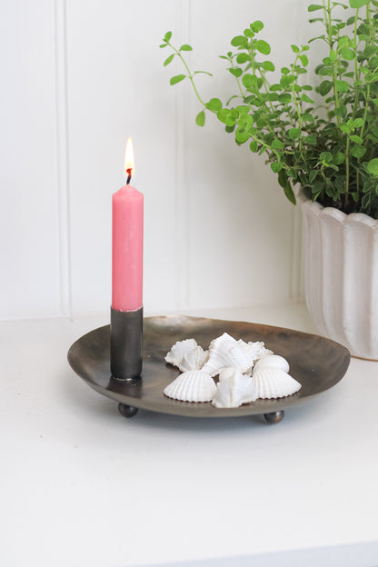 Antique Brass Candlestick Tray