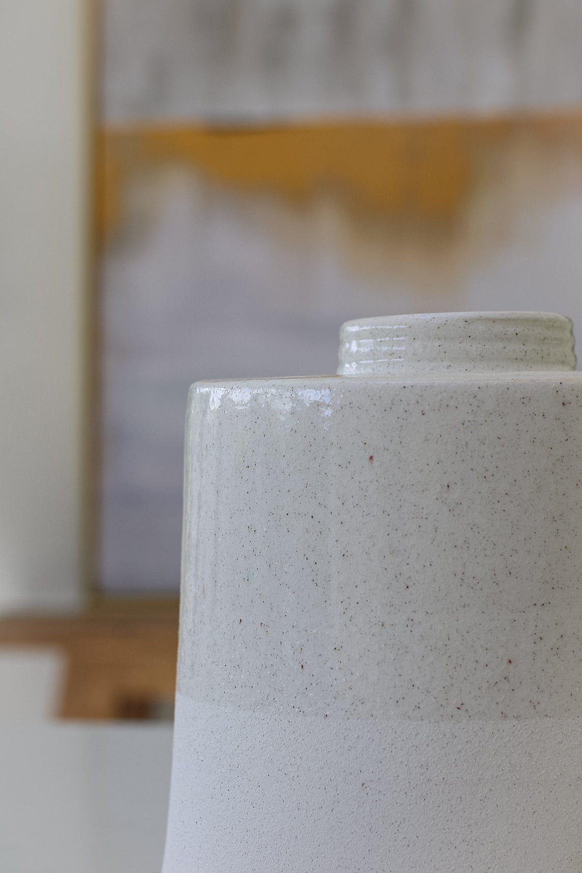 White Ceramic Cylindrical Vase