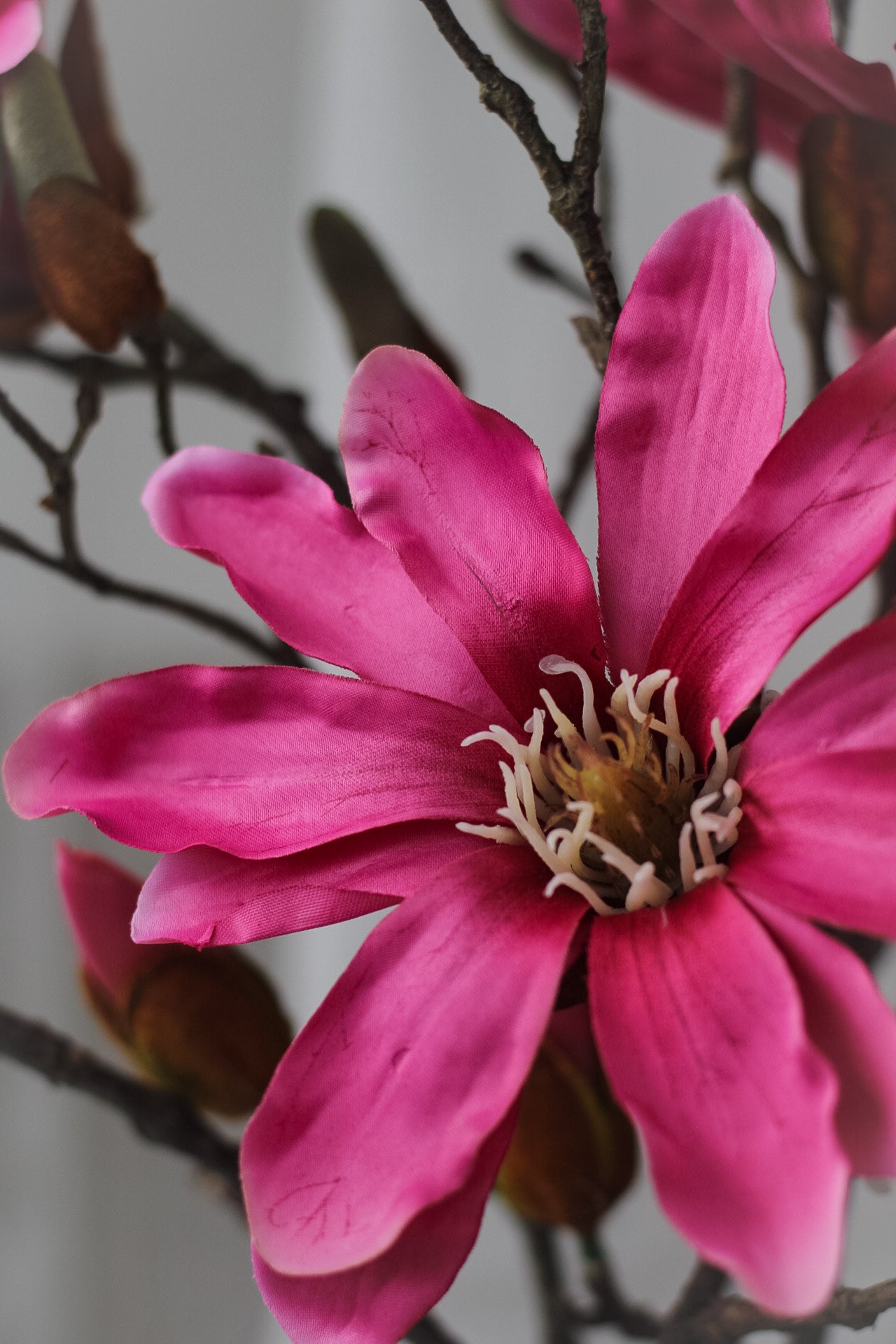 Faux Fuchsia Magnolia Stem