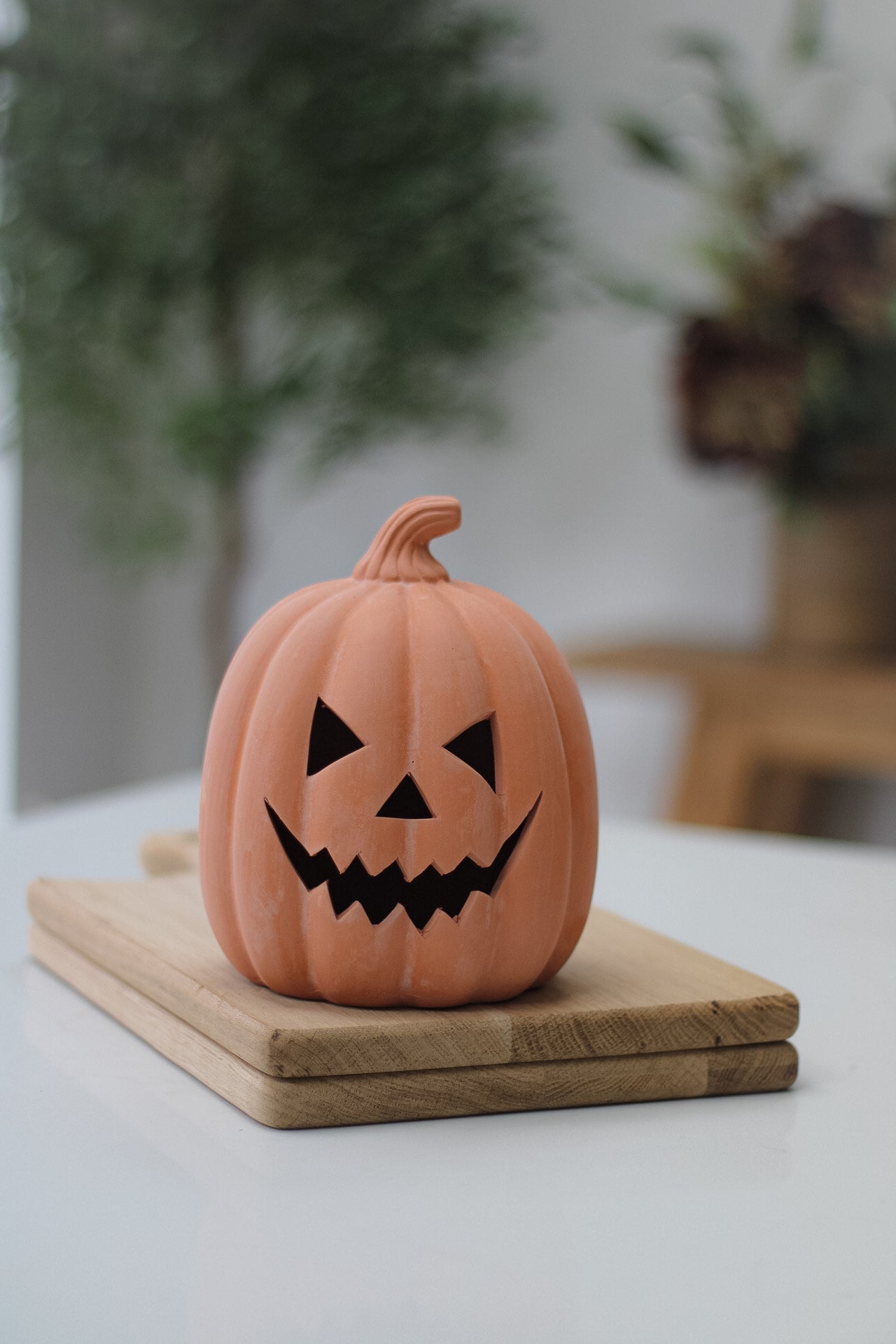 Spooky Terracotta Pumpkin Decoration