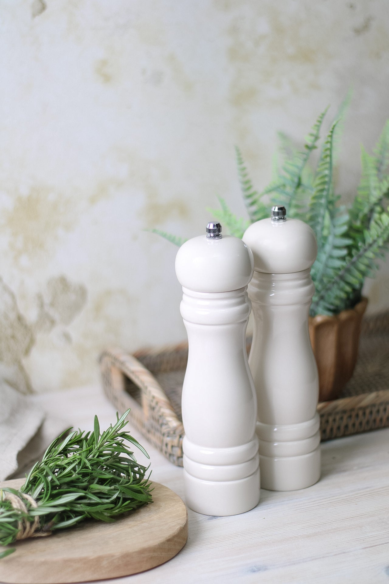 Cream salt and pepper mills