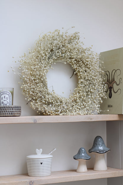 Bleached Dried Linum Wreath