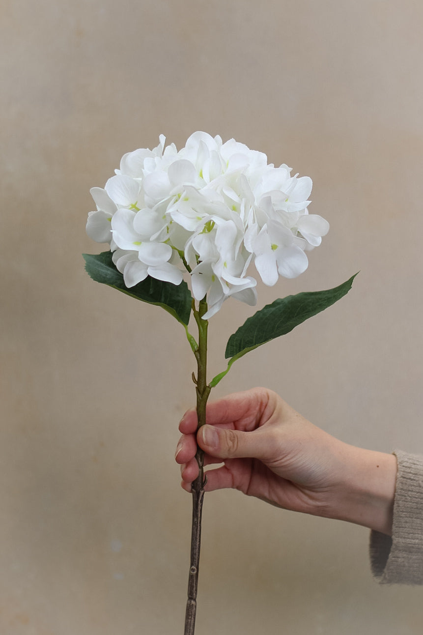 Faux Small White Hydrangea Stem