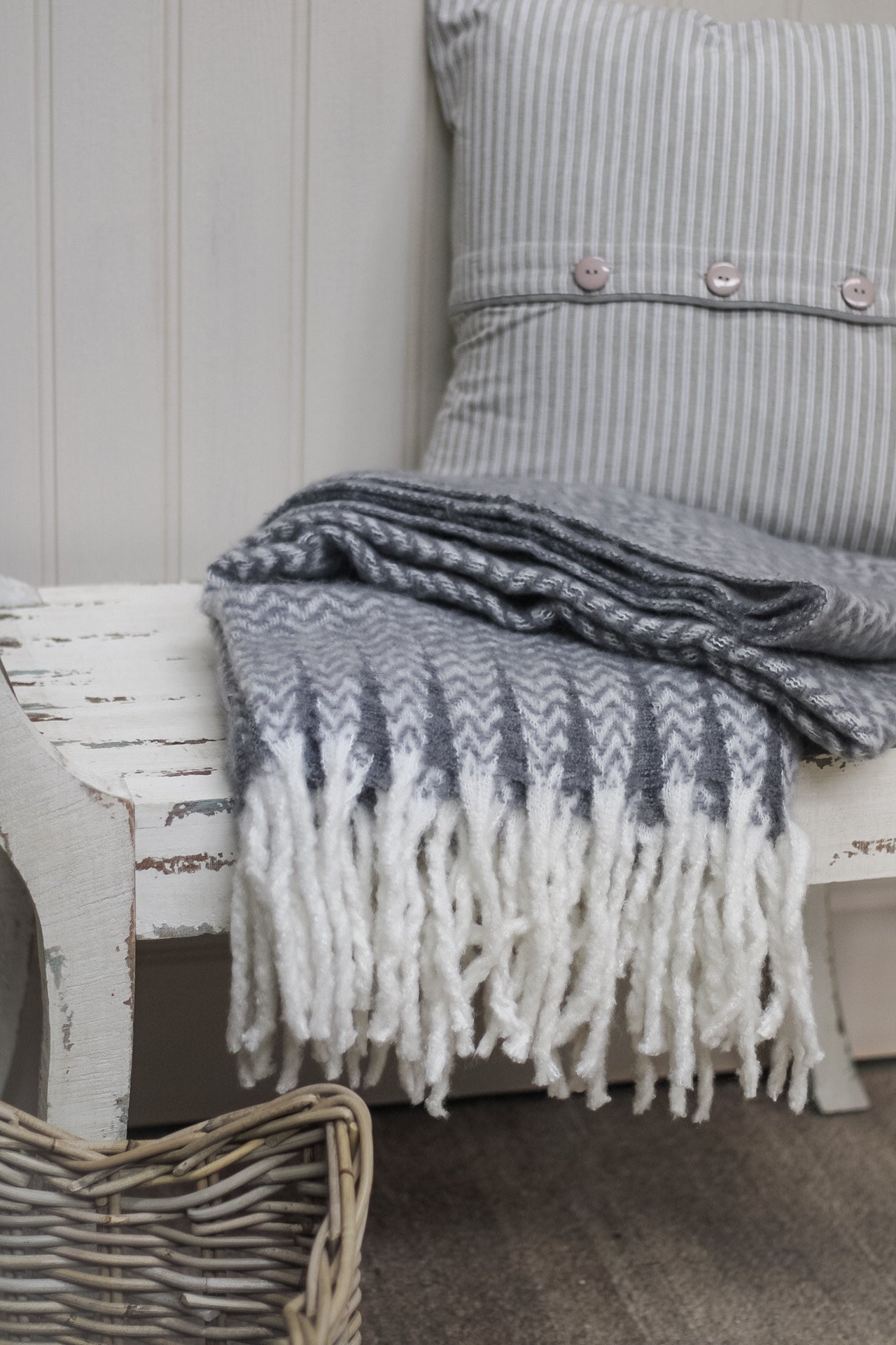 Pewter Chevron Throw