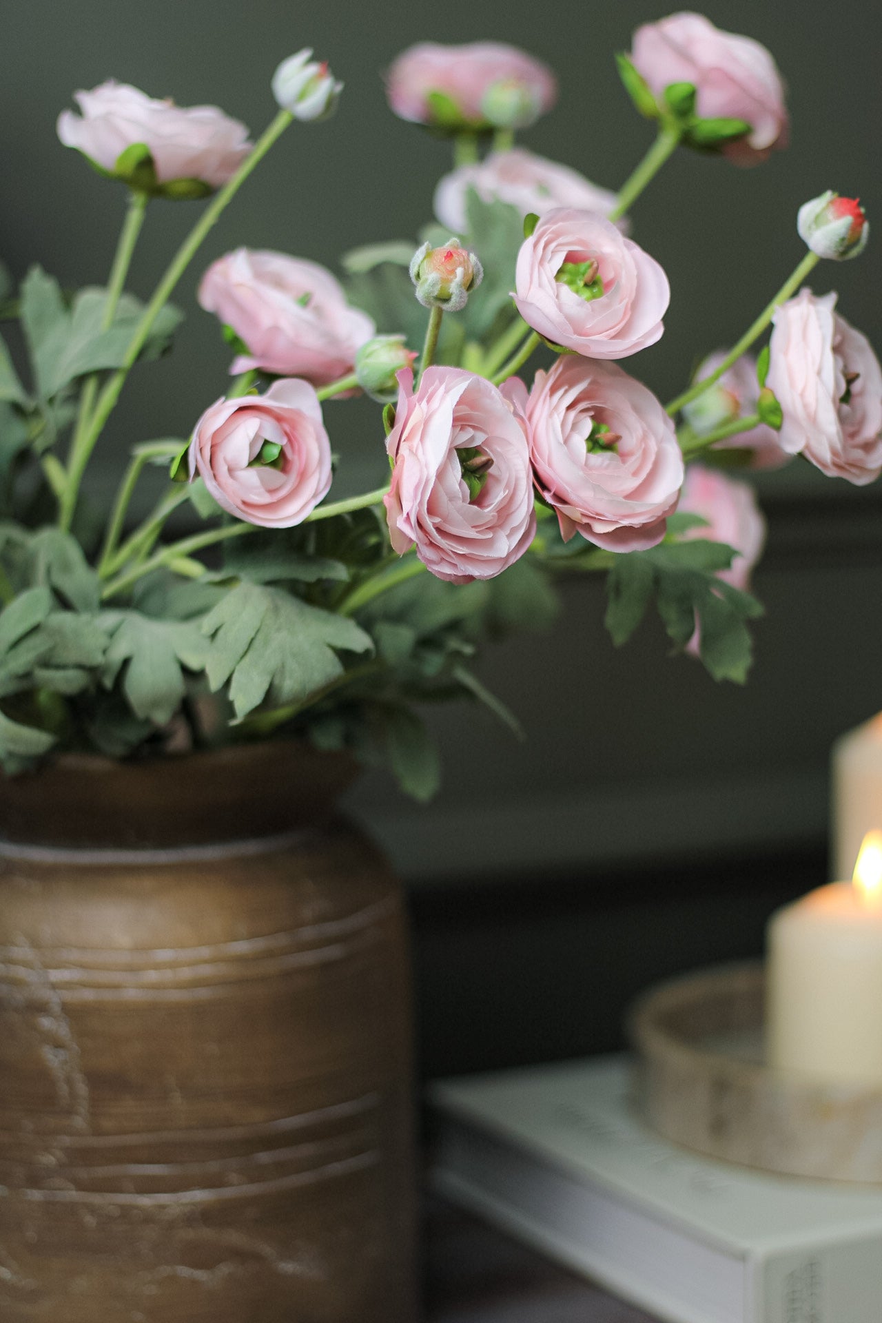 Faux Pale Pink Ranunculus Spray