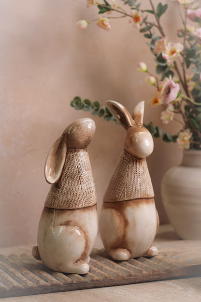 Beige Porcelain Bunny with Sweater