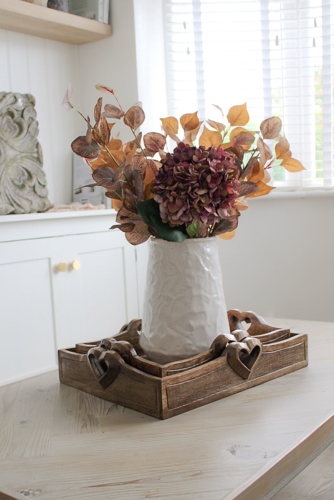 Mango Wood Rectangular Tray with Hearts