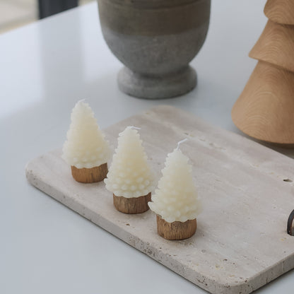 White Christmas Tree Mini Candles | Set of 3