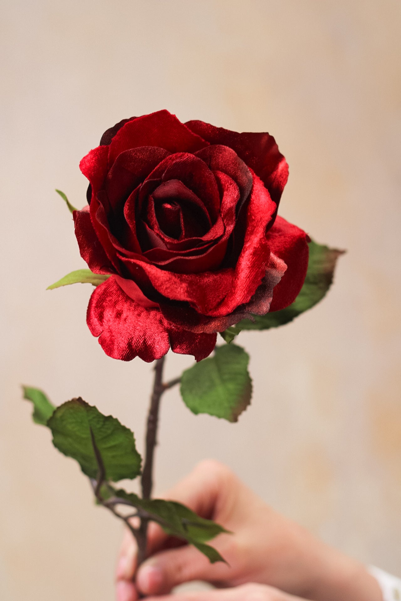 Faux Luxury Red Rose Stem