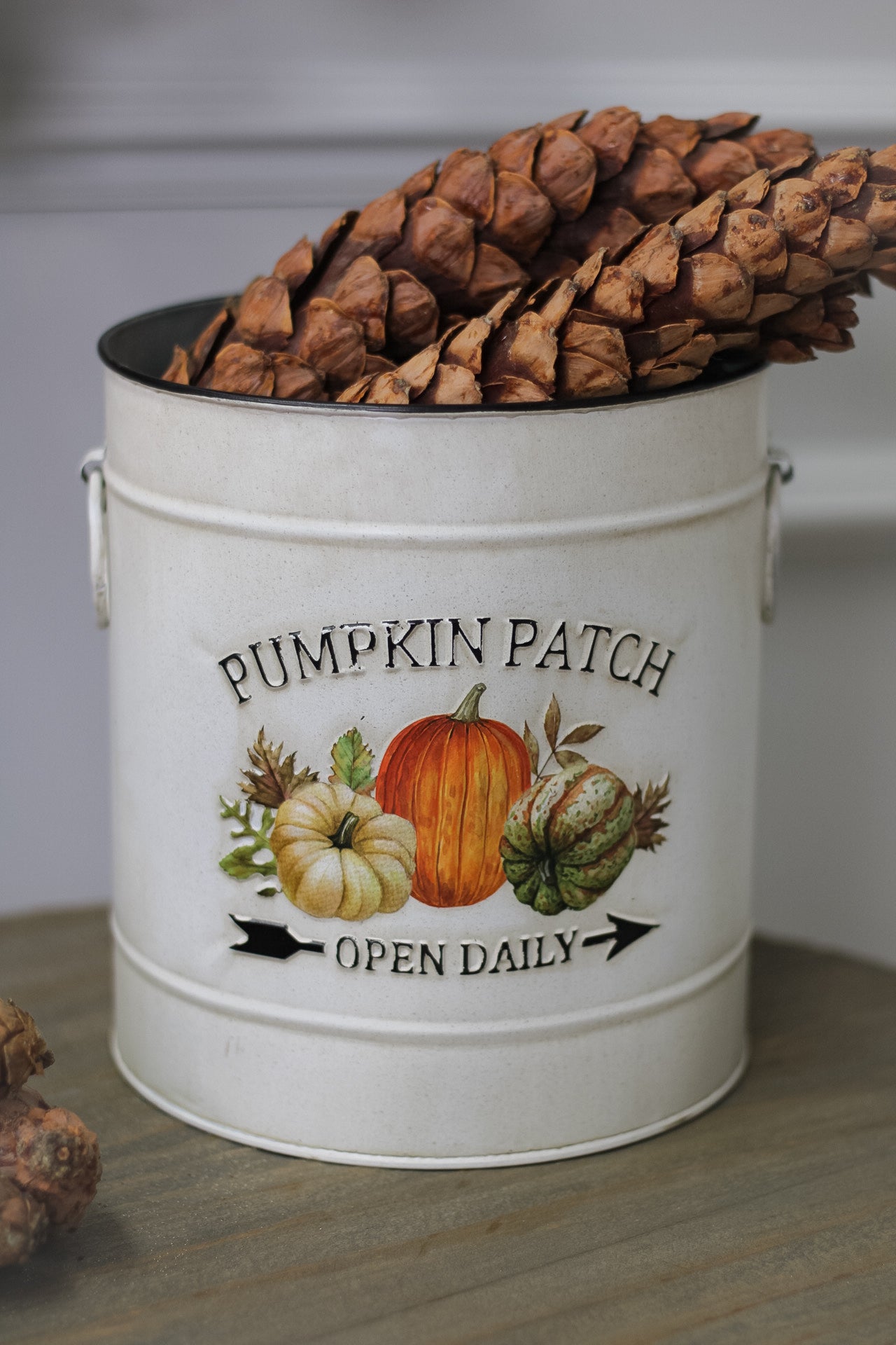 Rustic Pumpkin Patch Metal Bucket