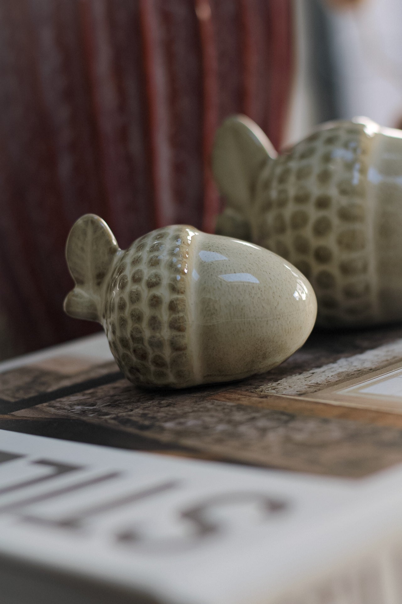 Glazed Ceramic Acorns | Set of 2