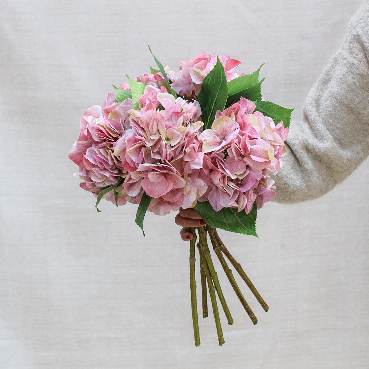 Faux shabby pink hydrangea stem