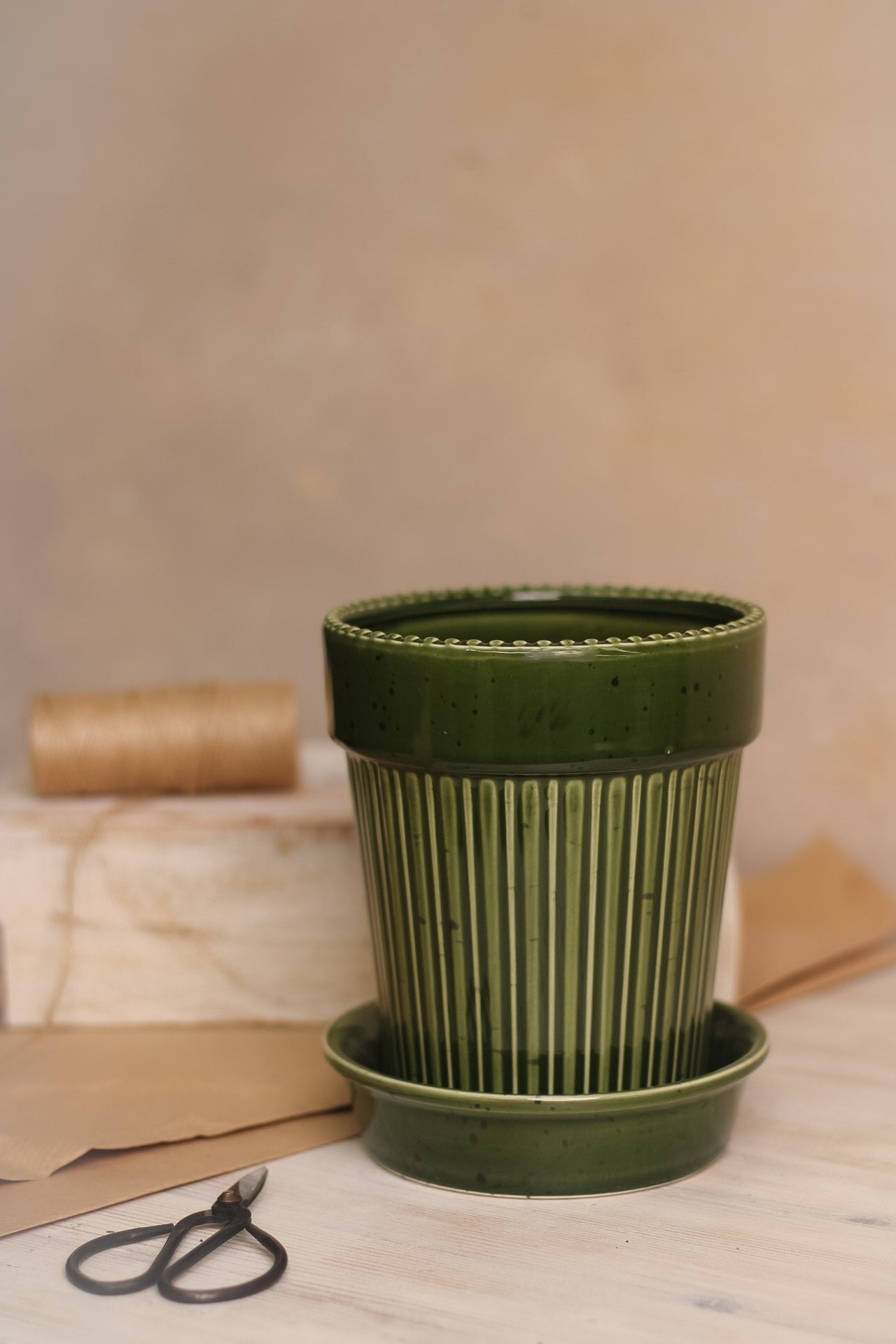 Green Striped Planter