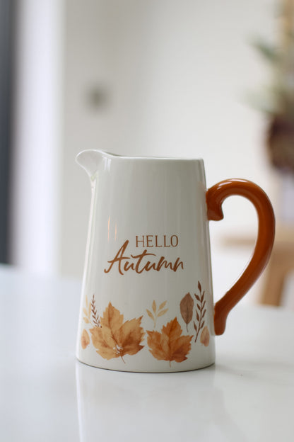 Hello Autumn Leaves Ceramic Jug