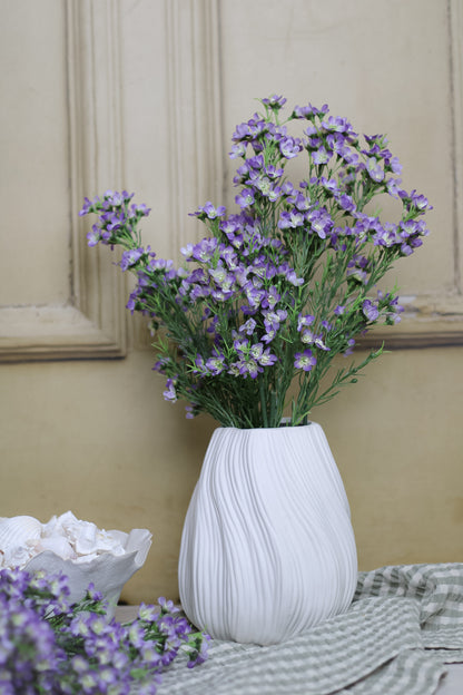 White Wave Etched Ceramic Vase