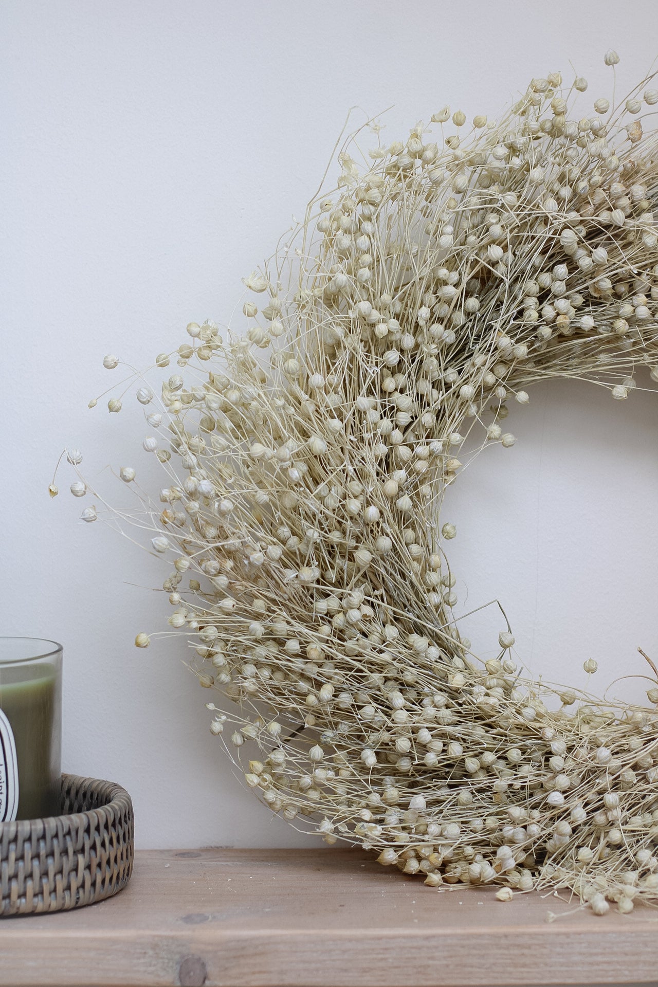 Bleached Dried Linum Wreath