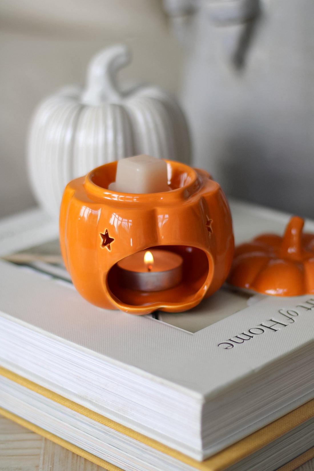 Orange Ceramic Autumn Star Pumpkin Wax Burner