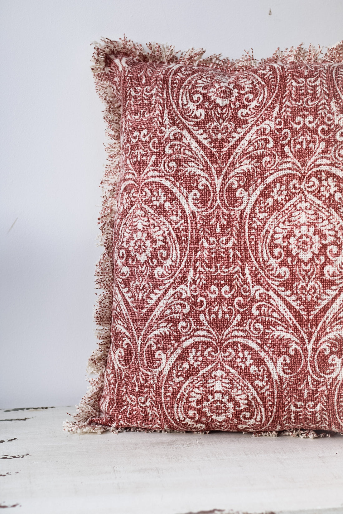 Rose Damask Fringed Cushion 009