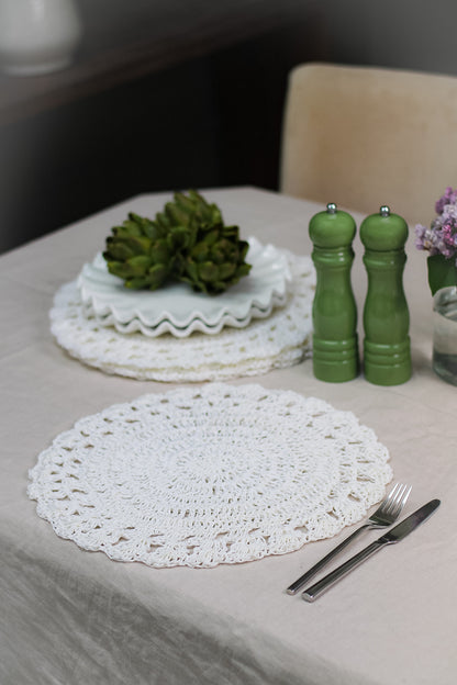 White Crochet Placemats | Set of 4