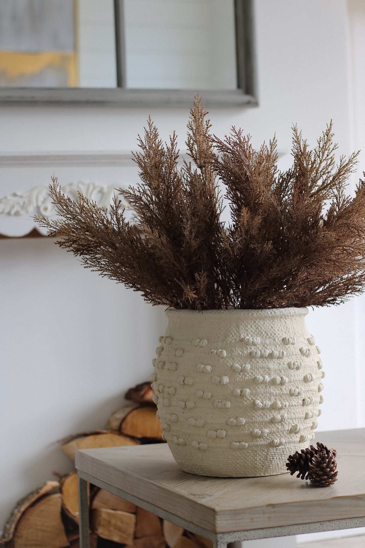 Rustic Cream Bobble Vase