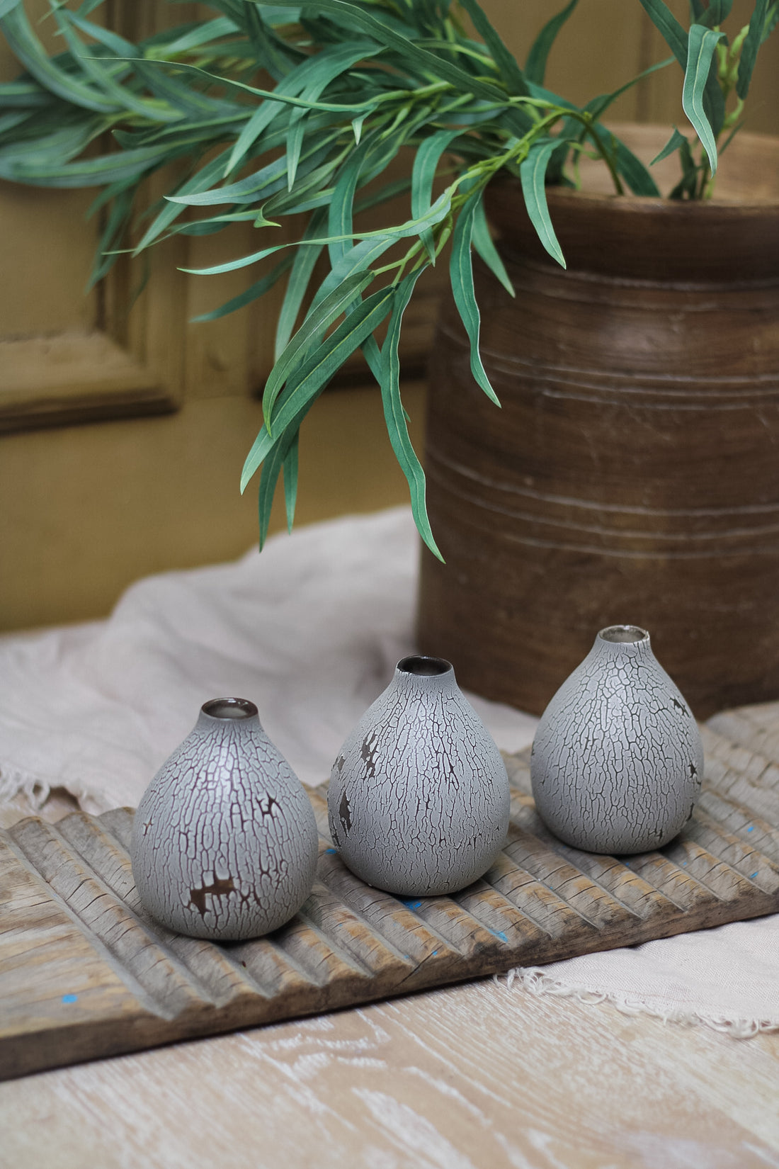 Skomer Crackle Bud Vases | Set of 3