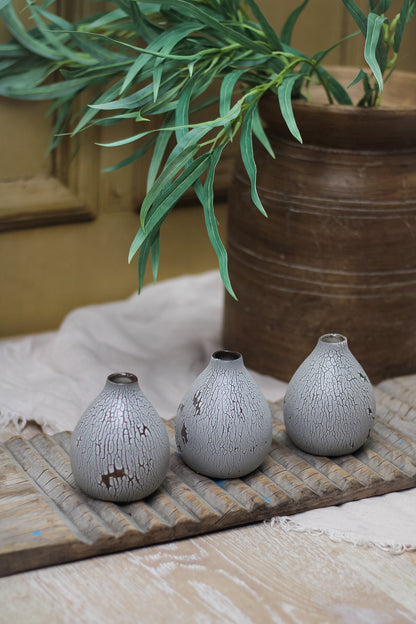 Skomer Crackle Bud Vases | Set of 3