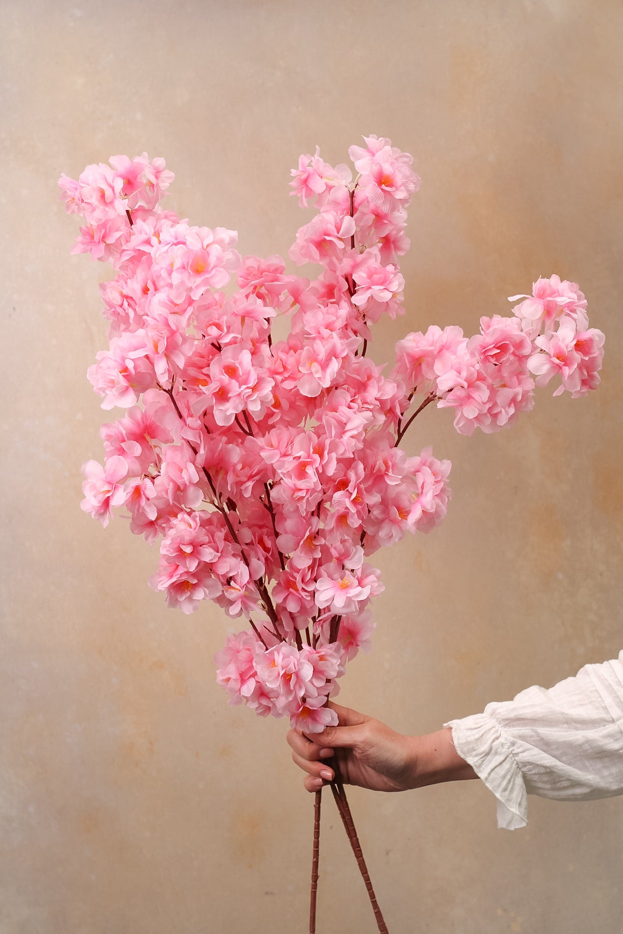 Faux Soft Pink Cherry Blossom Spray