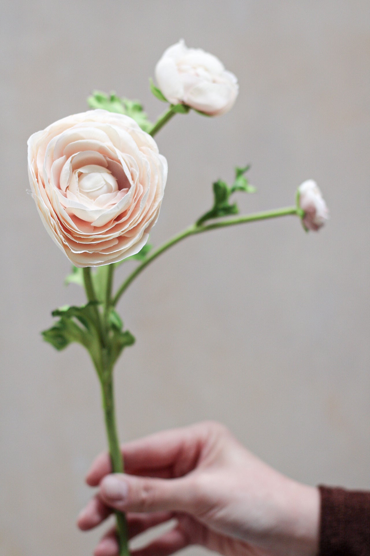 Faux Blush Ranunculus Real Touch Stem