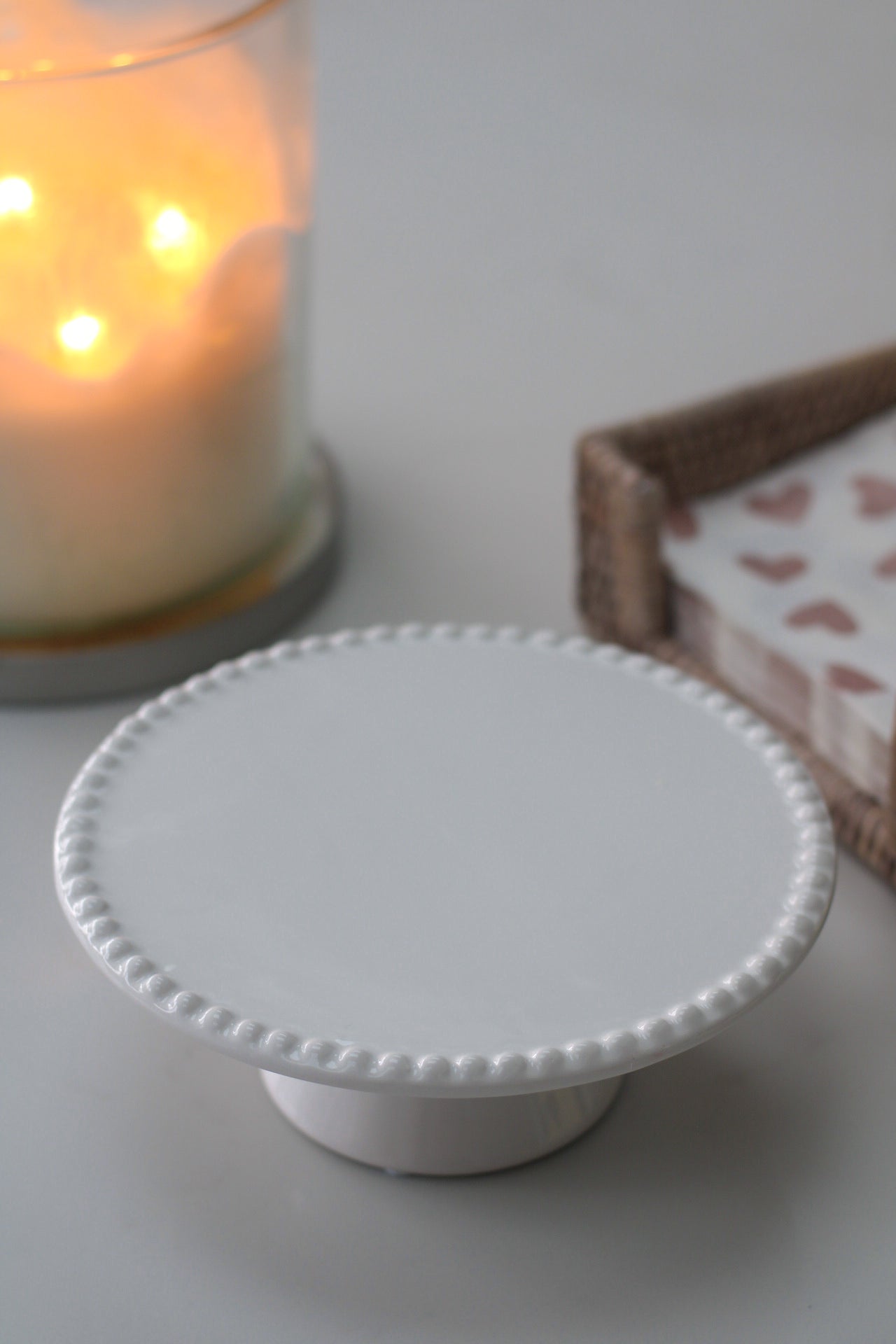 White Beaded Cake Stand