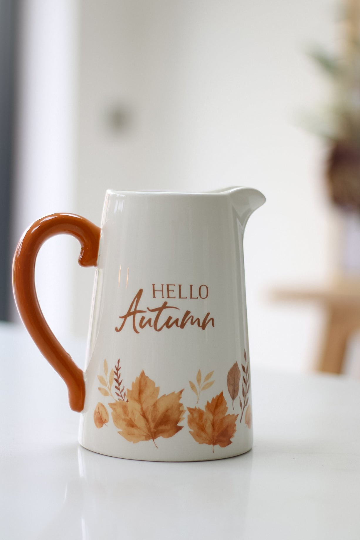 Hello Autumn Leaves Ceramic Jug