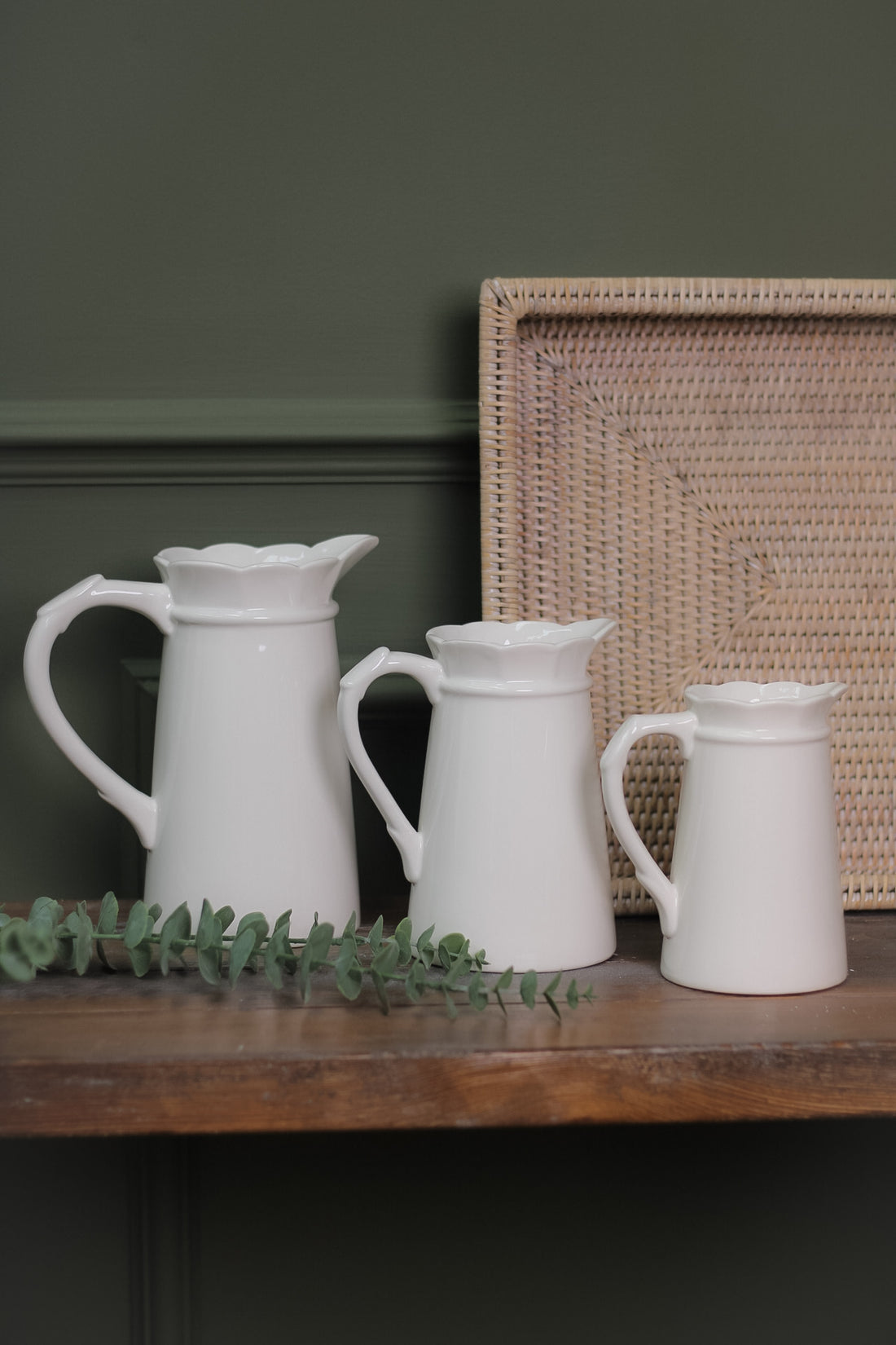 White ceramic jugs