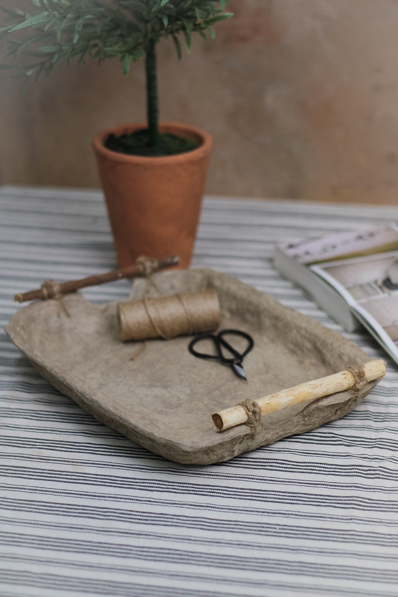 Brown Paper Mache Tray