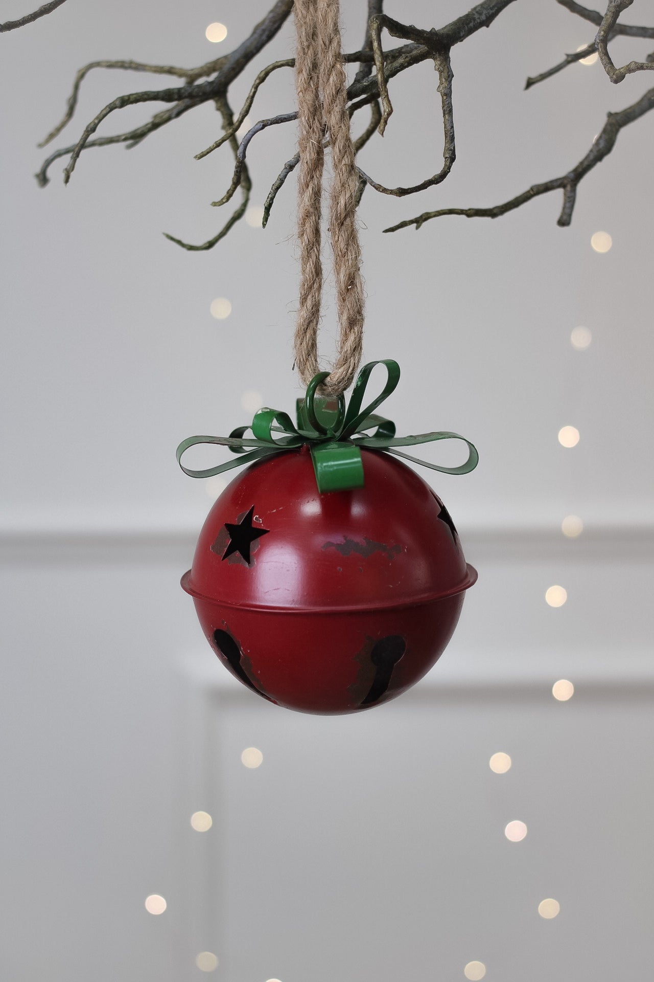 Aged Red Metal Hanging Festive Bell